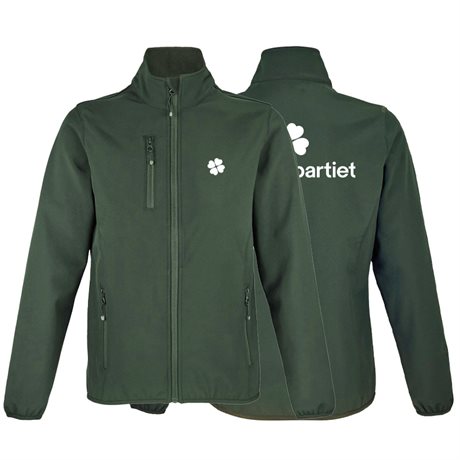 Softshelljacka dam, klöver på bröstet